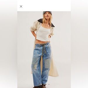 Free People - Moxie Low Slung Pull On Barrel Jean | Truest Blue